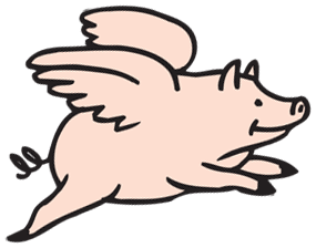 Kite Flying Pig Clipart #1