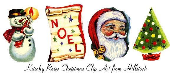 Kitschy Retro Christmas Clip  - Vintage Christmas Clipart