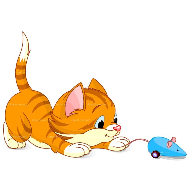 CLIPART KITTEN PLAYING WITH MOUSE | Royalty free vector design
