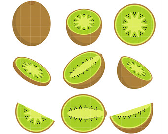 Kiwi Set Clip Art for Scrapbooking Card Making Cupcake Toppers Paper Crafts