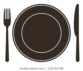 Place setting with plate, knife and fork