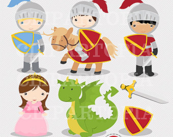 Knights and Dragon Digital Clipart / Digital Clip Art For Personal and Commercial Use/INSTANT DOWNLOAD