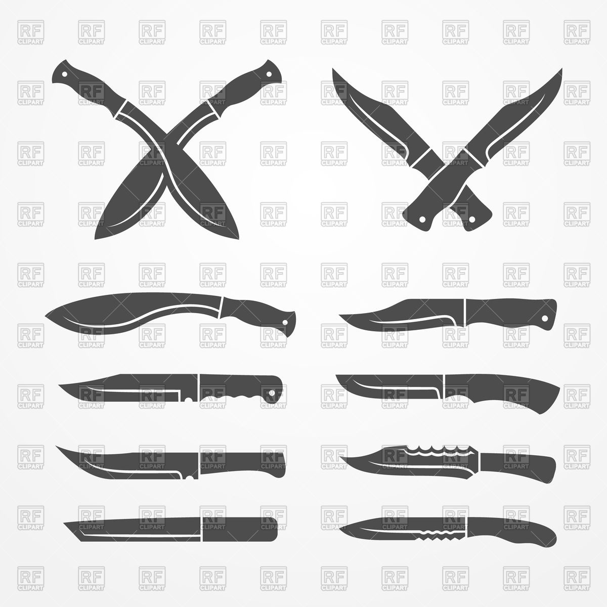 Collection of army knives Royalty Free Vector Clip Art