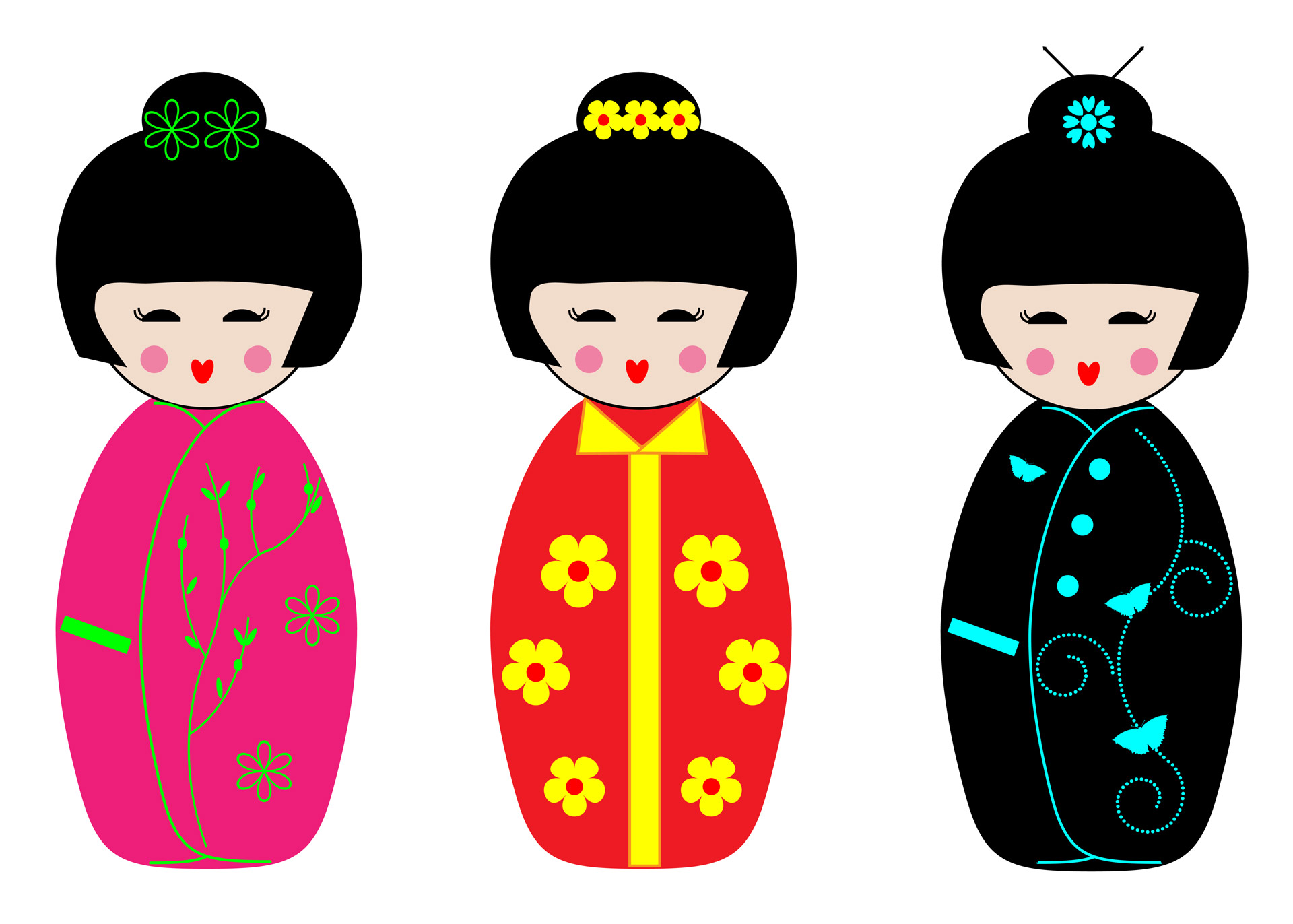 Kokeshi Dolls Clipart - Clip Art Public Domain