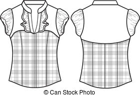 lady formal checked blouse - Blouse Clipart