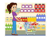 lady shopping at grocery stor - Grocery Shopping Clipart