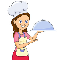 lady with a covered food tray - Cooking Clipart