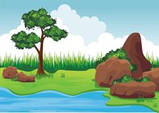 Lake on the hill with Rock. L - Lake Clipart