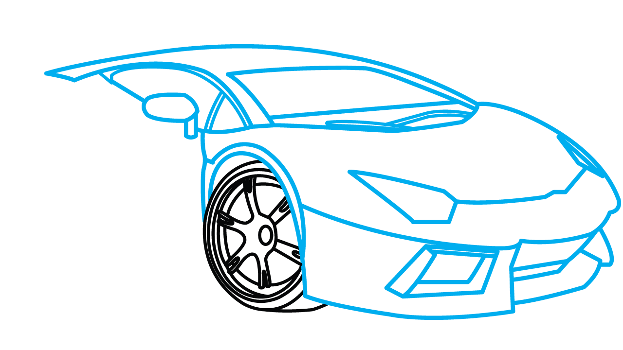 Lamborghini Aventador Step-by-Step Drawing Tutorial step 5