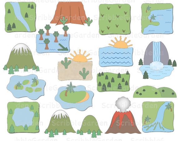 Landforms Geography Clipart By Scribblegarden On Etsy