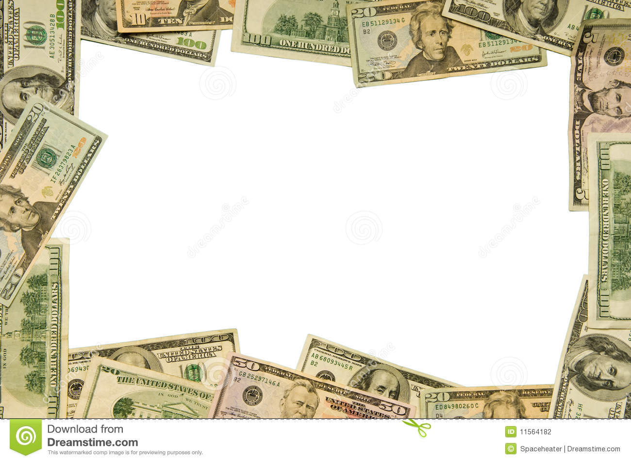 Large Denomination Currency B - Money Border Clip Art