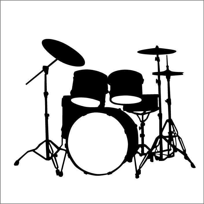 drum set clipart black and wh