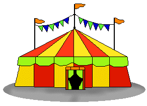 ... large red and gold circus tent