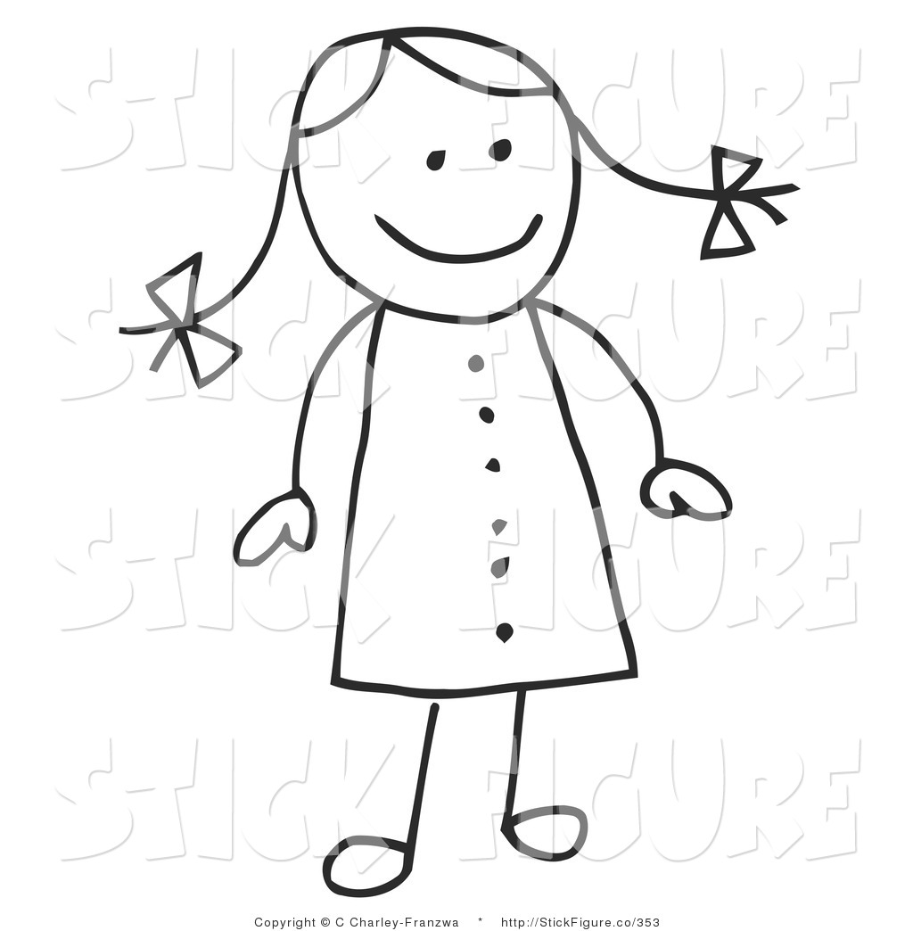 Larger Preview Clip Art Of A  - Girl Stick Figure Clip Art