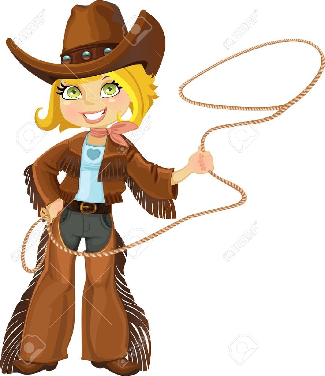 lasso: Blond cowgirl with Las - Lasso Clip Art