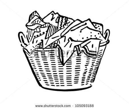 Laundry Basket - Retro Clipart Illustration
