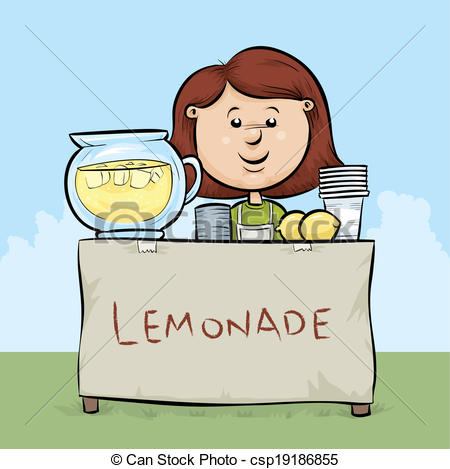 ... Lemonade Stand - A cartoon girl manages a lemonade stand.