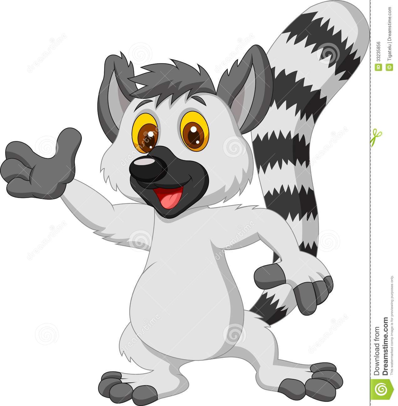 Lemur cartoon waving hand Roy - Lemur Clipart