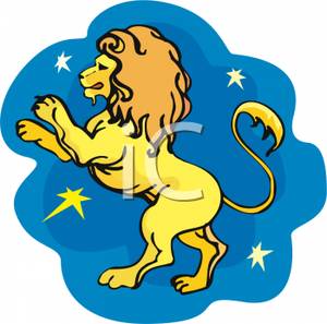 A Gold Leo In a Starry Sky - Clipart