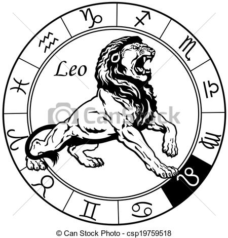 leo zodiac black white - csp19759518