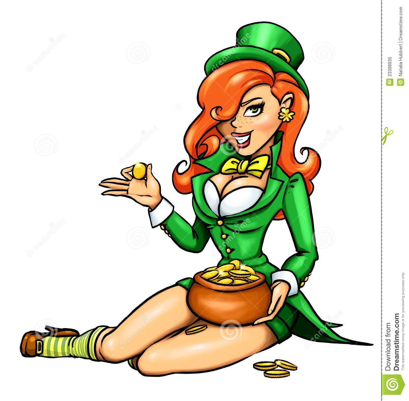 Leprechaun girl, st. Patricku0026#39;s day girl, coins Royalty Free Stock Photo