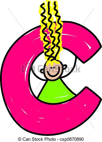 ... letter C girl - happy little girl with a letter C - toddler... ...