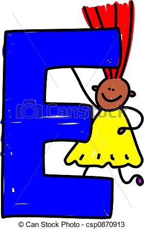 ... letter E girl - happy little ethnic girl holding a giant... ...