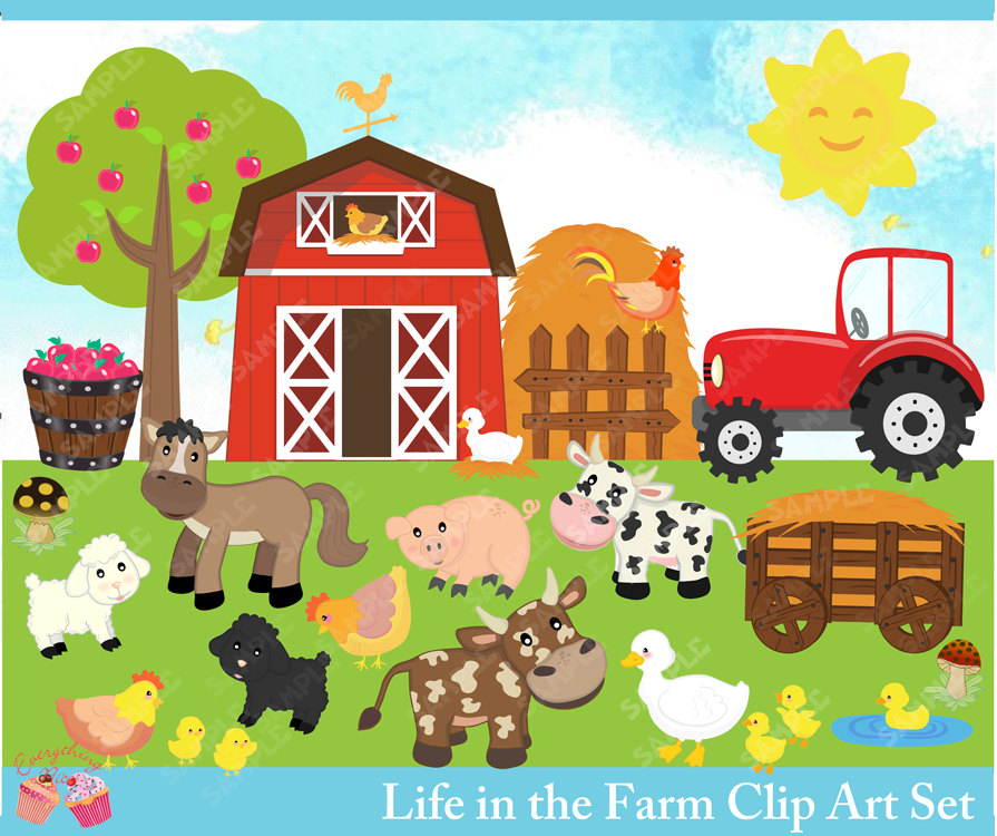 Life in the Farm Clipart Set - Clip Art Farm
