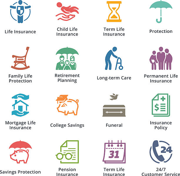 Life Insurance Icons - Colored Series vector art illustration