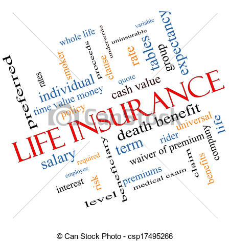 Life Insurance Word Cloud Concept Angled - csp17495266