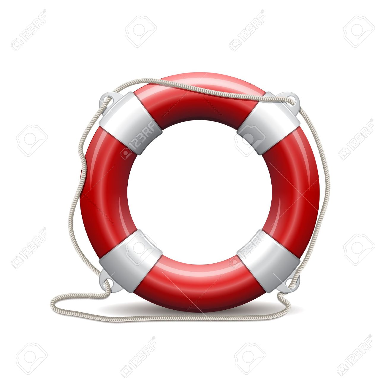 life preserver: Red life buoy on white background