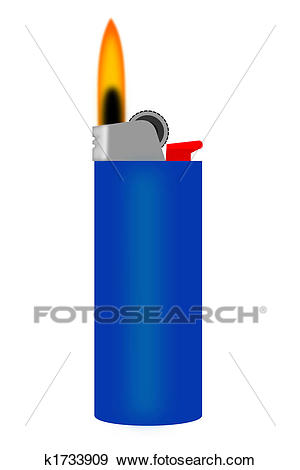 A blue cigarette lighter with flame