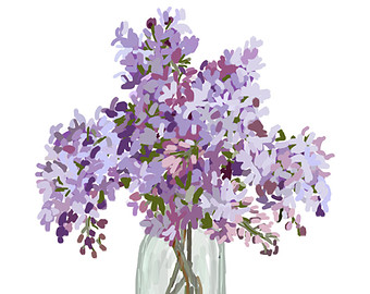 Lilacs in Vase - Original Art, lilac clip art, lilac painting