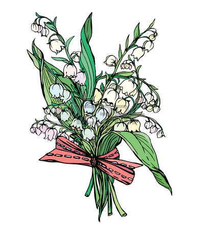 Lily of the valley - vintage engraved illustration of spring flowers,  isolated on white baskground