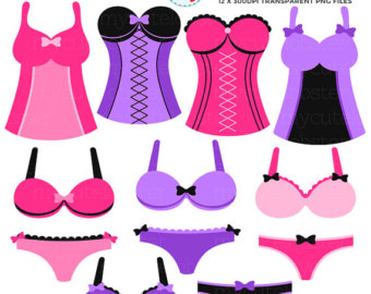 Lingerie Clipart Set - clip art set of bras, corsets, knickers, pretty pink lingerie - personal use, small commercial use, instant download