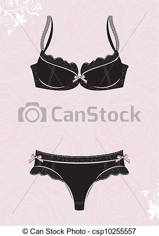 ... Lingerie set in black and pink Lingerie Clipart ...