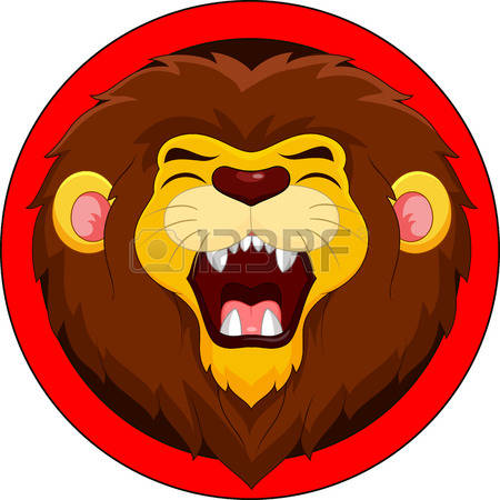 lion face: Cartoon lion roaring Illustration