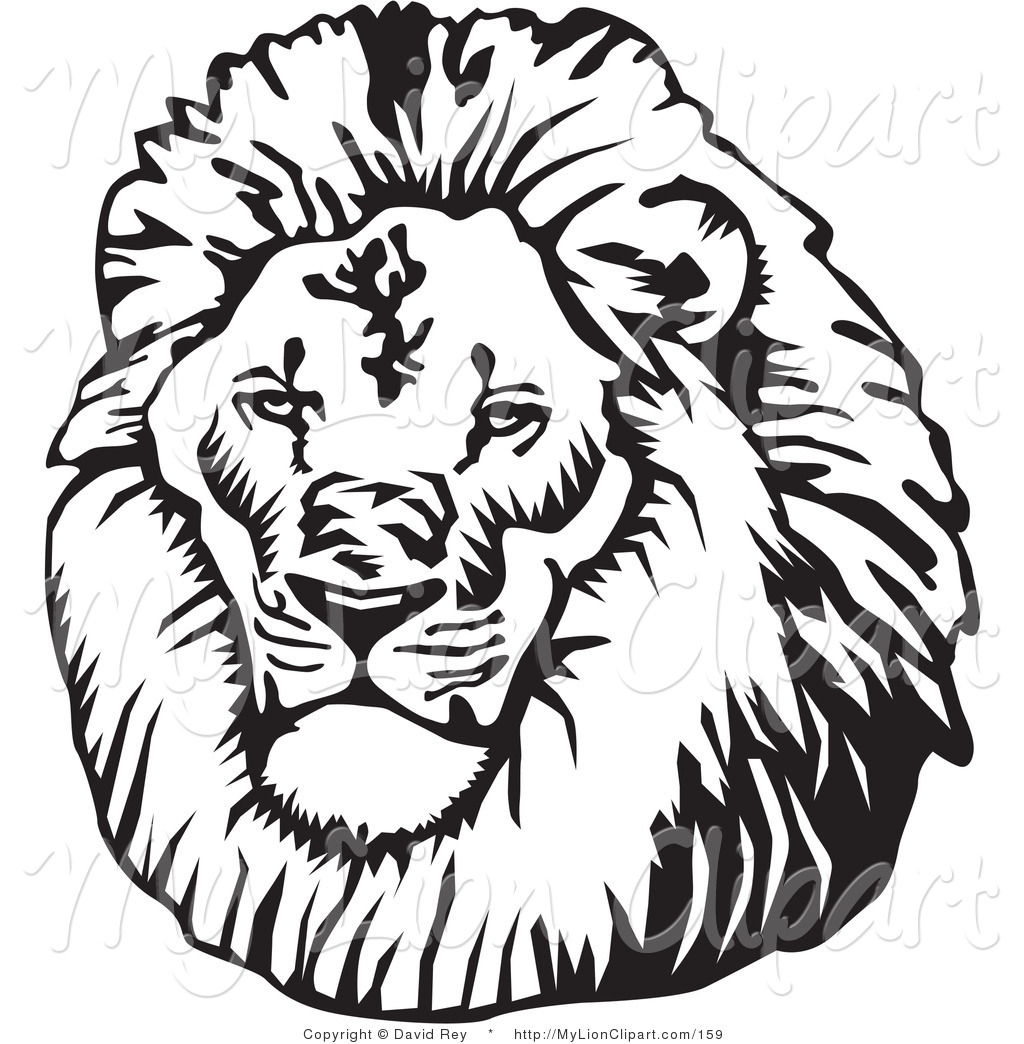 Lion face clipart black and white
