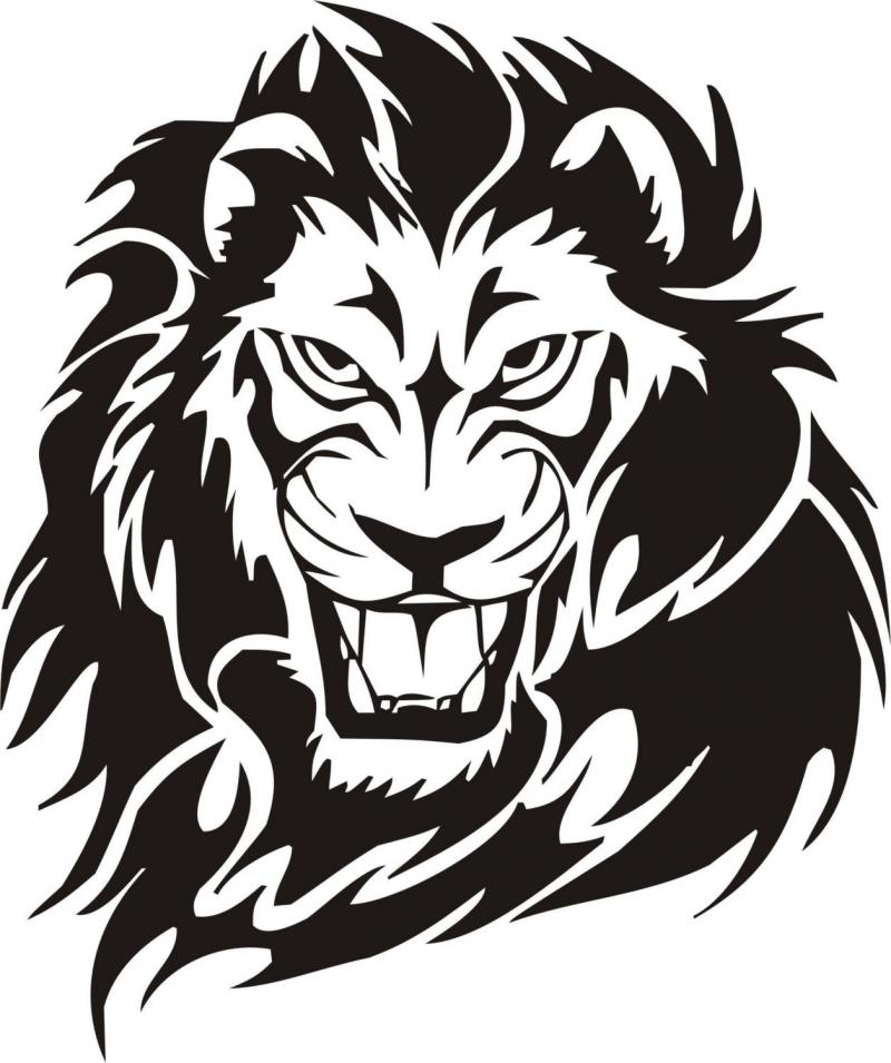 Lion face clipart black and w