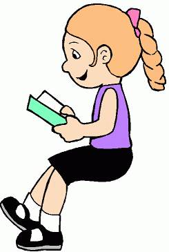 little girl reading clipart