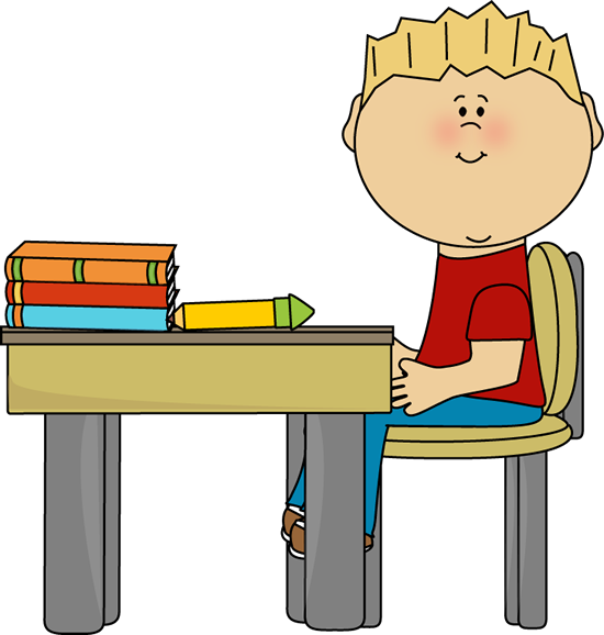 Little Boy at School Desk