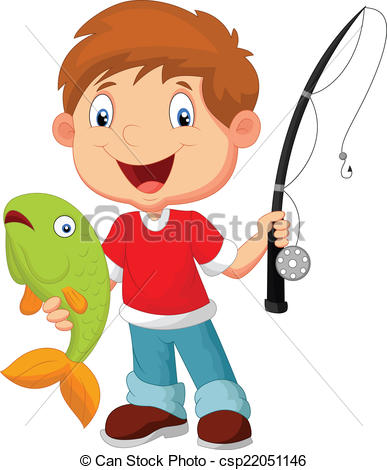 ... Little boy fishing - vector illustration of Little boy.