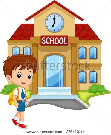 Little boy going to school .