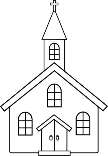 Little church line art free . - Church Building Clipart