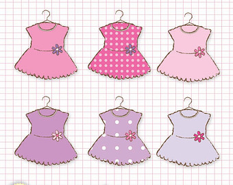 Little Dresses Clip Art - Digital Files PNG and JPEG / Clipart / Childu0026#39;s Dress Clipart