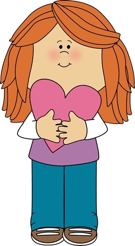 Little Girl Holding A Valenti - Clipart Little Girl