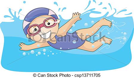 ... Little Girl Swimming - Il - Swimmer Clip Art