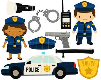 Little Police Digital Clip Art for Scrapbooking Card Making Cupcake Toppers Paper Crafts
