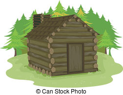 Log Cabin Clipartby gumbycat3/327; Log Cabin - Illustration Featuring a Log Cabin in a Forest