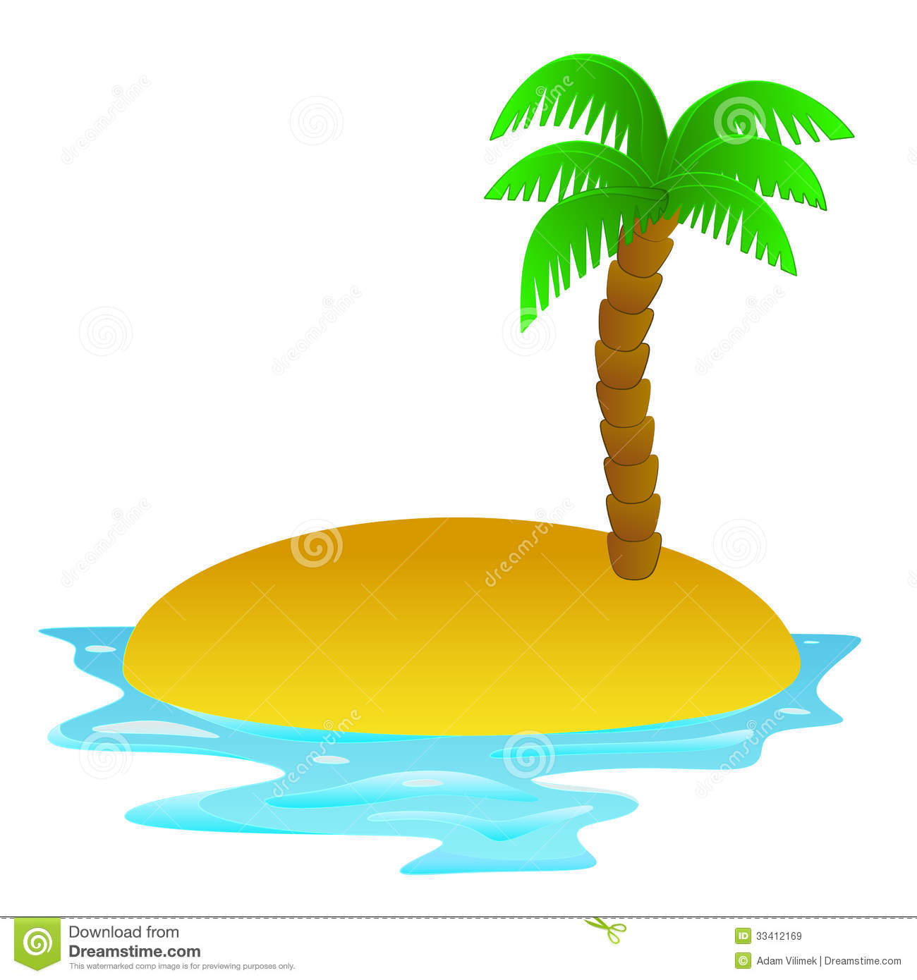 Lonely Tropical Sandy Island Clip Art Illustration